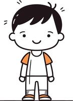 Cute little boy in casual clothes. outline design. vector