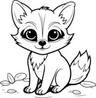 Black and White Cartoon Illustration of Cute Fox Animal Character Coloring Book vector