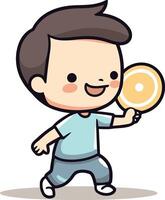 Cute Boy Mascot Character Showing Circle Illustration vector