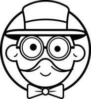 cute grandfather face with hat and glasses cartoon illustration graphic design vector