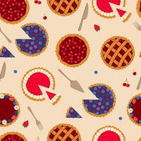 Seamless pattern with berry pies top view. graphics. vector