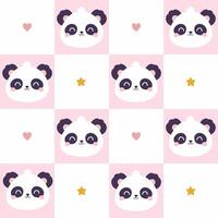 Checkered seamless pattern with cute pandas. graphics. vector