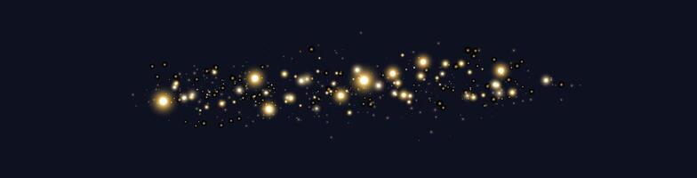 Gold glittering dots, particles, stars magic sparks. Glow flare light effect. Gold luminous points. vector