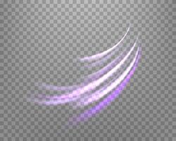 Glowing purple lines. Neon realistic energy speed. Abstract light effect vector