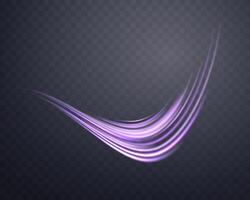 Glowing purple lines. Neon realistic energy speed. Abstract light effect vector