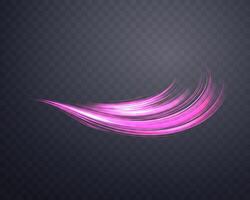 Glowing pink lines. Neon realistic energy speed. Abstract light effect vector