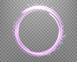 Glowing purple magic ring. Neon realistic energy flare halo ring. Abstract light effect vector