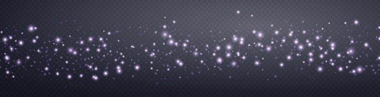 Purple glittering dots, particles, stars magic sparks. Glow flare light effect. Violet luminous points. vector