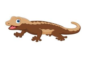Cute crested gecko cartoon on white background vector