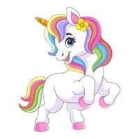 Cartoon rainbow horse isolated on white background vector