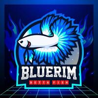 Blue rim Betta fish mascot. esport logo design vector