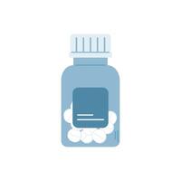 Pills and capsules in bottle. Pharmacy treatment. flat medicines illustration vector