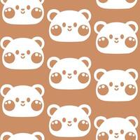 Seamless pattern of cute teddy bear smile face on brown background.Wild animal character cartoon design.Image for card,poster,baby clothing,print screen.Kawaii.Illustration. vector