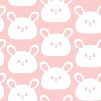 Seamless pattern of cute rabbit smile face on pink background.Rodent animal character cartoon design.Image for card,poster,baby clothing,print screen.Kawaii.Illustration. vector