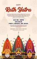 happy rath yatra poster vector