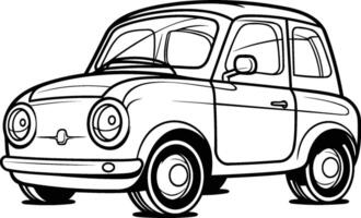 Retro car isolated on white background in hand drawn style. vector