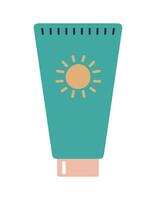 Sunscreen. Skincare cosmetic for sun protection. Flat cartoon illustration isolated on white background. Summer concept. vector