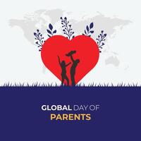 Global Day of Parents Holiday concept global family day 1st June happy parents day Template for background with banner card and poster flat illustration vector