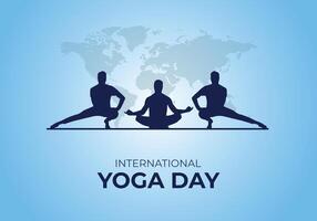 international yoga day 21 June yoga body posture holiday concept flat illustration design yoga day banner poster and card vector