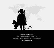 internacional día de inocente niños víctimas de agresión junio 4 4 modelo para antecedentes con bandera tarjeta y póster plano ilustración plano diseño vector