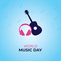 international music day flat illustration design World Music day banner poster card and template holiday concept music day element vector
