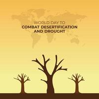 World Day to Combat Desertification And Drought 17 June Template for background with banner card and poster flat illustration flat design vector