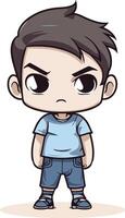 Angry Little Boy - Cartoon Illustration vector