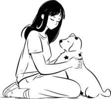 Girl with her dog of a girl with a dog. vector