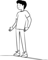 young man with casual clothes illustration sketch doodle hand drawn vector