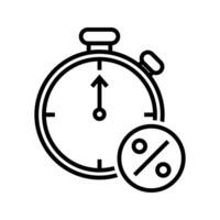 Illustration of flash sale and limited offer, stopwatch with percent sign icon vector