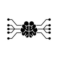 illustration of artificial intelligence, brain with electrical circuit icon vector