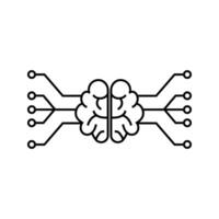 Brain with electric circuit, illustration of artificial intelligence vector