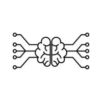 Brain with electric circuit, illustration of artificial intelligence vector