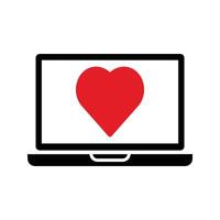 computer monitor with heart vector