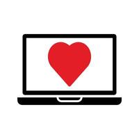 computer monitor with heart vector