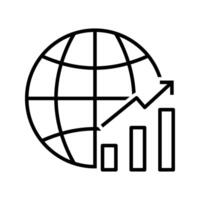 global ciencias económicas aumentar, un globo con creciente gráfico icono vector