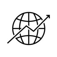 globe with arrow up, international business growth icon vector