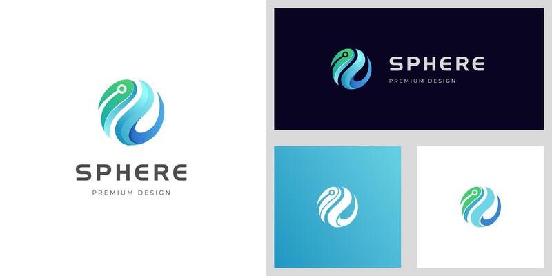 Abstract Sphere global tech logo icon design for futuristic media graphic symbol