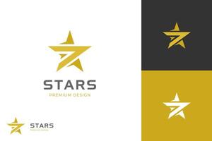 dorado estrella lujo logo diseños plantilla, elegante y moderno creciente estrella logotipo diseño vector