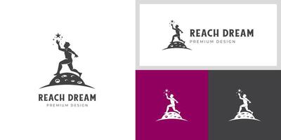 silhouette Reach dream logo design illustration. reaching star logo symbol vector