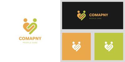 personas amor cuidado y salud corazón logo icono diseño para caridad y apoyo concepto y contento vida logo símbolo vector