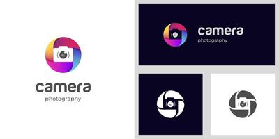 Camera Lens photography logo icon symbol for photo studio brand, photographer logo template vector