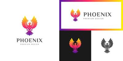 awesome animal phoenix fly gradient logo illustration vector