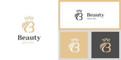 Letter B hair salon logo icon design with crown graphic for beauty women hairstyle logo symbol vector