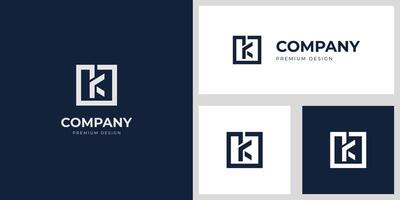 modern letter k logo identity design. initial K brand identity with square logo symbol vector