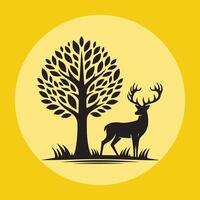 Deer silhouettes art illustration vector