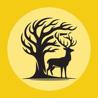 Deer silhouettes art illustration vector