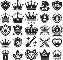 Collection of crown silhouette illustration vector