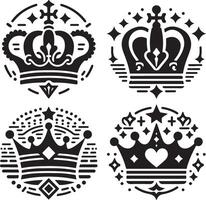 Collection of crown silhouette illustration vector