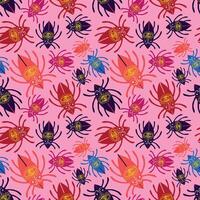 pink Halloween seamless pattern with spiders vector